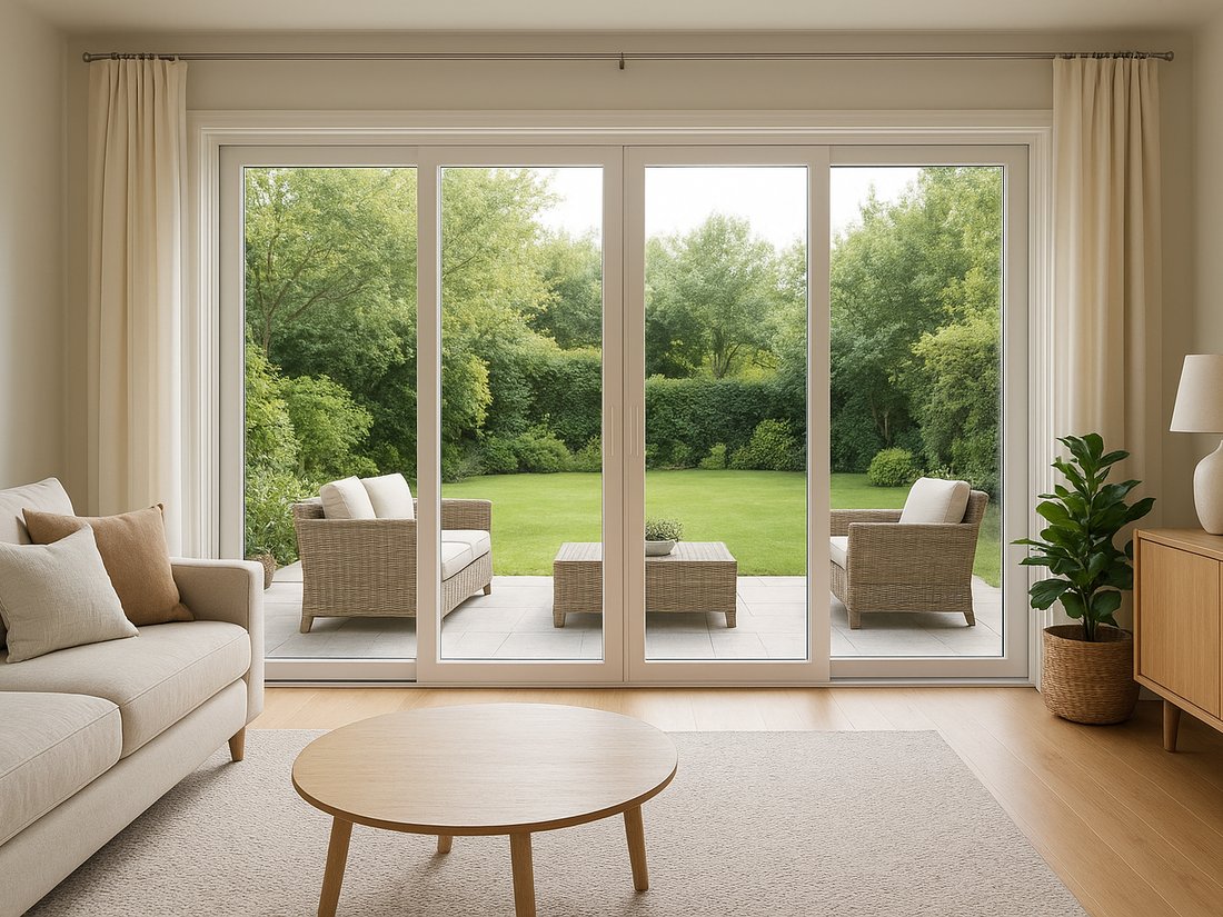 Sliding door open to the garden